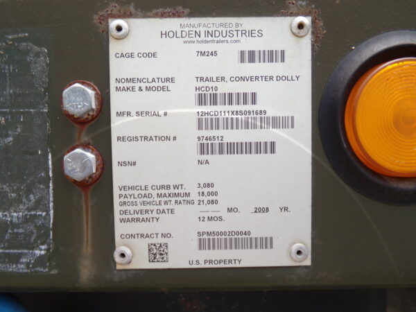 Holden Industries, Dually Converter Dolly Trailer #HCD10 - Image 3