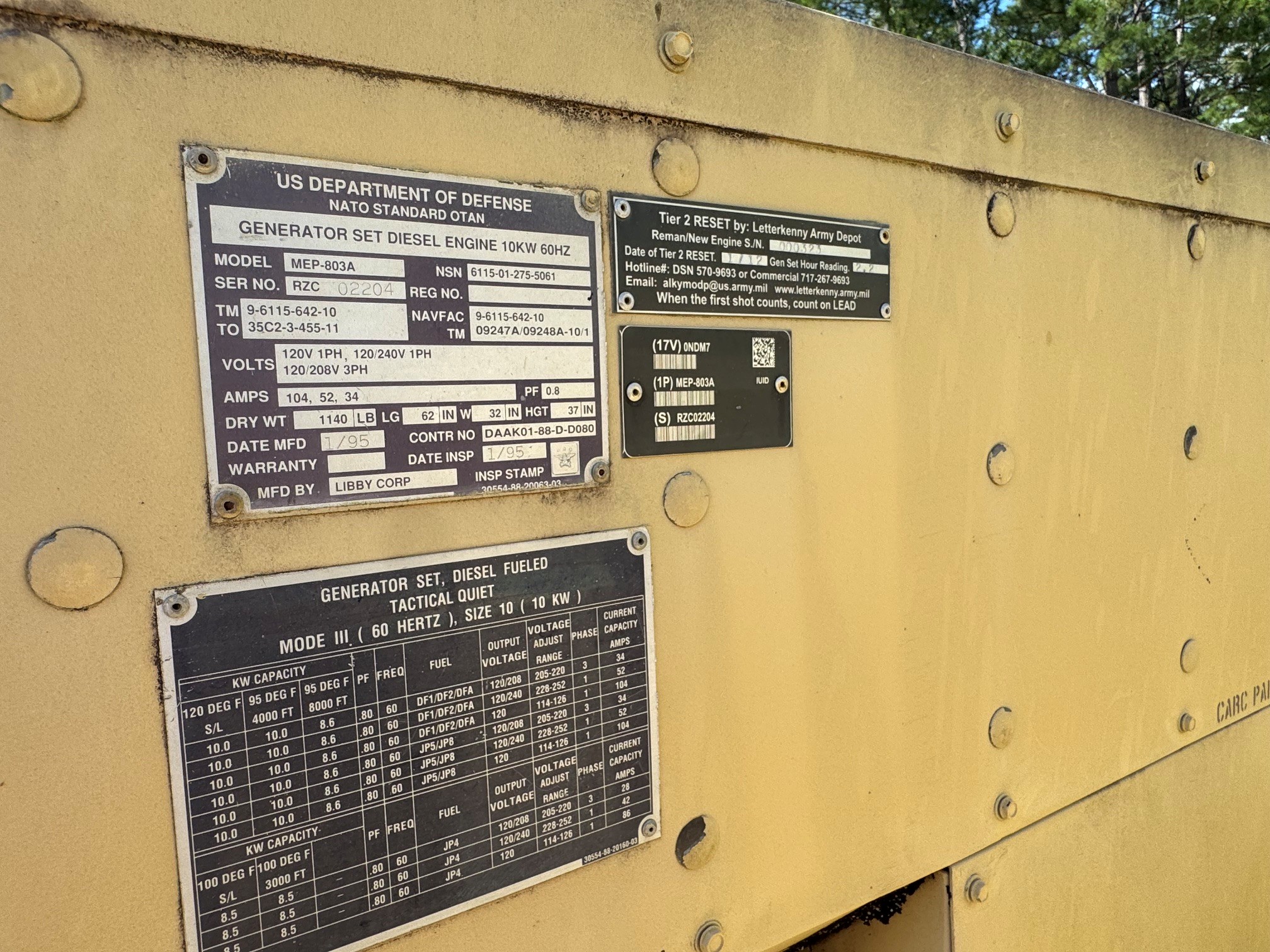 10kW Twin Generator Set Trailer (Tan) MEP-803A - Image 7