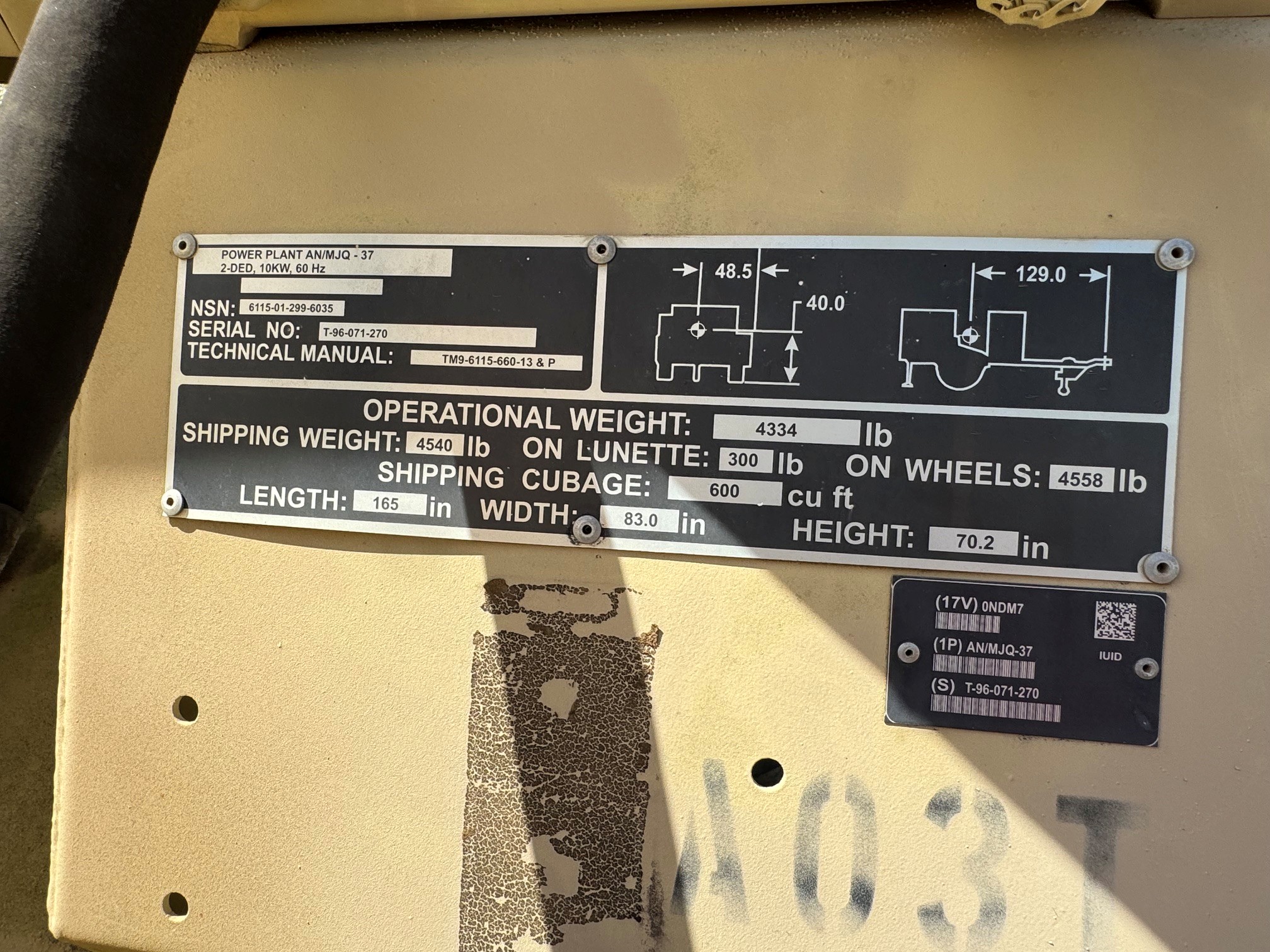 10kW Twin Generator Set Trailer (Tan) MEP-803A - Image 14